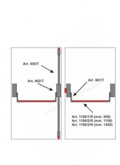 Manere antipanica 2 canate inch 3 pcte. cu maner ext. si cheie